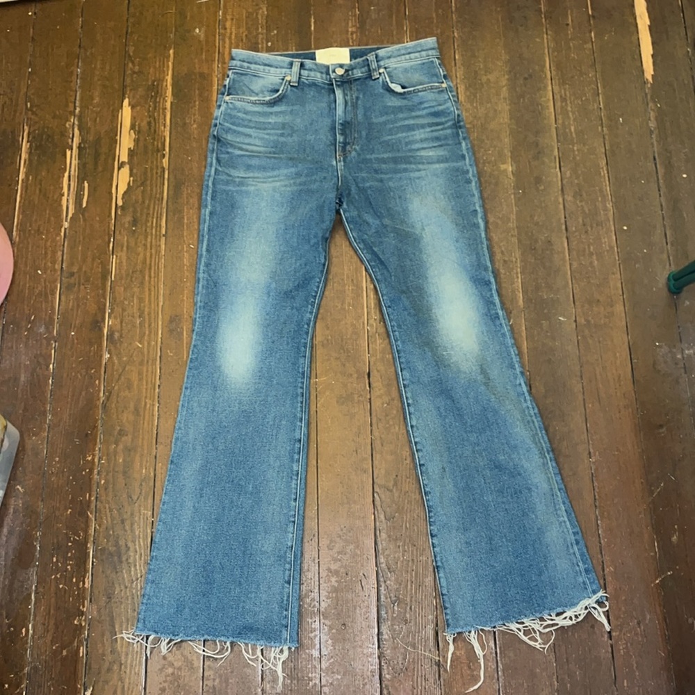 CQY Boot cut raw edge high waisted jeans